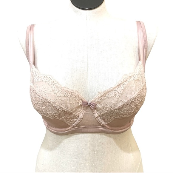 Adore Me bra light dusty rose lace & satin unlined underwire 38DDD - Picture 1 of 10